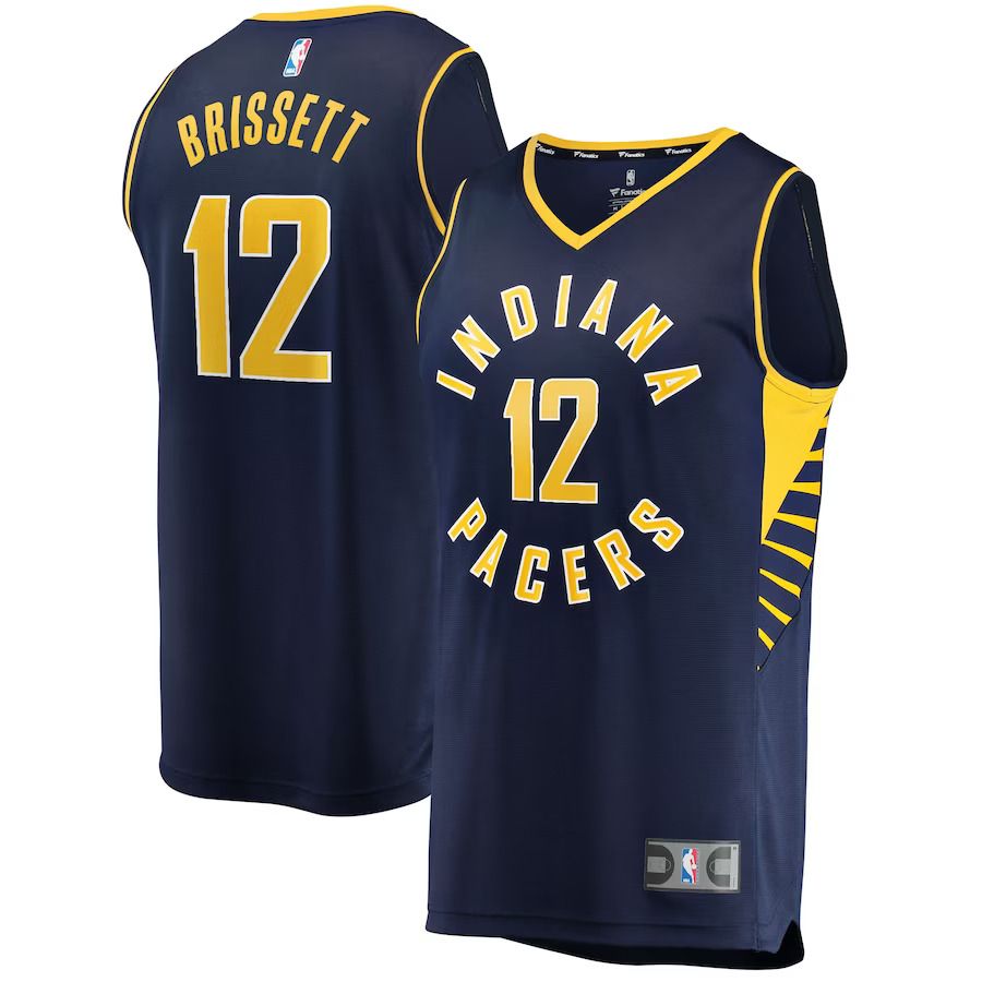 Men Indiana Pacers #12 Oshae Brissett Fanatics Branded Navy Fast Break Replica NBA Jersey